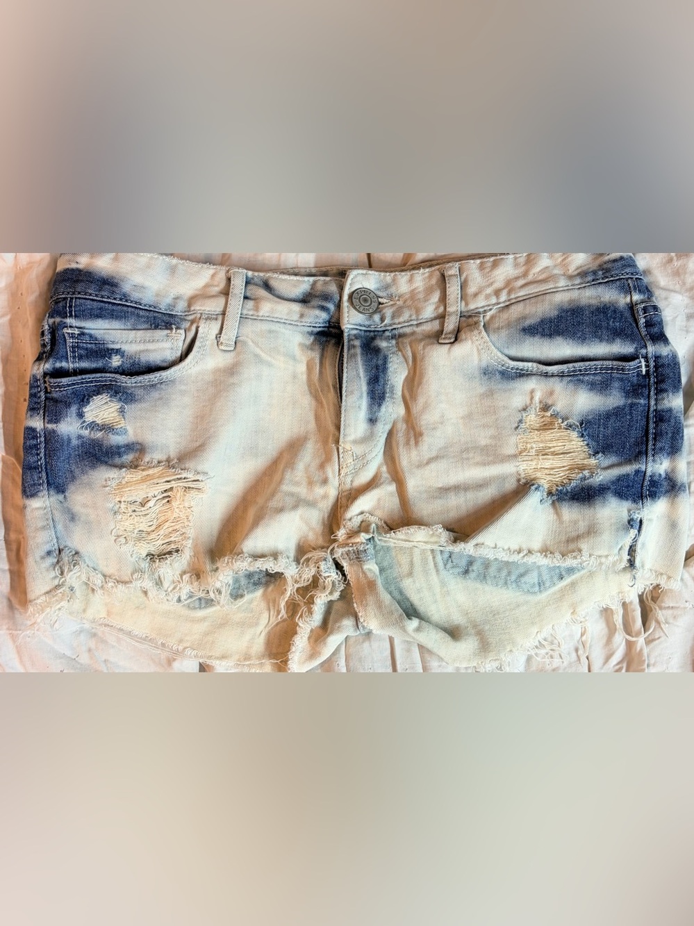 Express Light Wash Distressed Jean Shorts with Dark Fade
